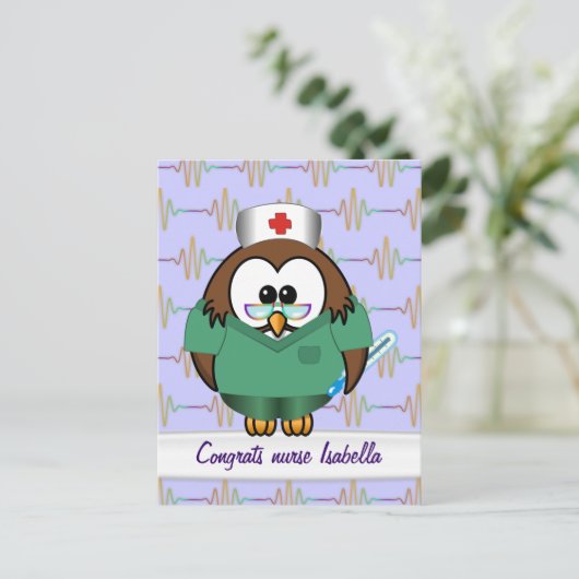 Eule Postkarte (Stehend Vorderseite)