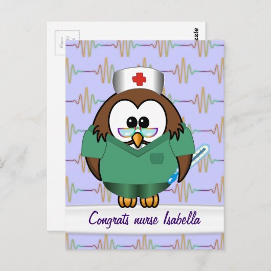 Eule Postkarte (Vorne/Hinten)