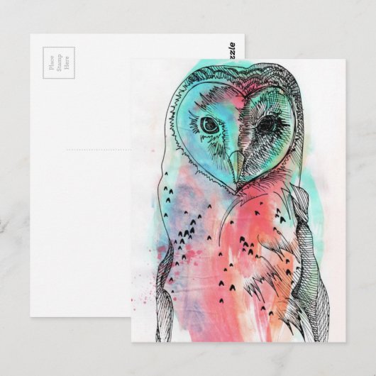 Eule Postkarte (Vorne/Hinten)