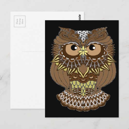 Eule Postkarte (Vorne/Hinten)