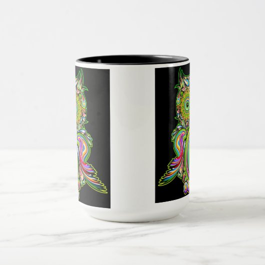 Eule psychedelische Popart Tasse (Zentrum)