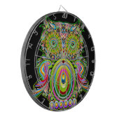 Eule psychedelischer Popart Dartboard Dartscheibe (Vorderseite Links)