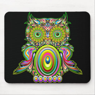 Eule psychedelisches Popart Mousepad