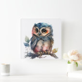 "Eule" Quadratische Wanduhr (Zuhause)