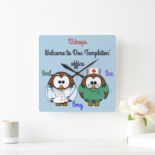 Eule Quadratische Wanduhr (Zuhause)