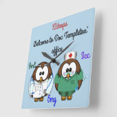 Eule Quadratische Wanduhr (Winkel)