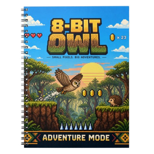 Eule, Retro-8-Bit-Pixelkunst Notizblock (Vorderseite)