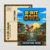Eule, Retro-8-Bit-Pixelkunst Postkarte (Vorne/Hinten)