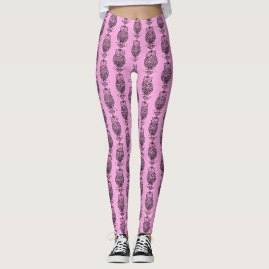 Eule (rosa) - Leggings (Vorderseite)