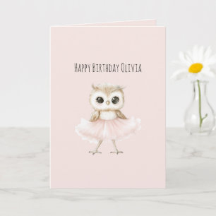Eule Rosa Tutu Geburtstag Karte