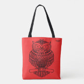 Eule (rot) - Tote Tasche (Rückseite)