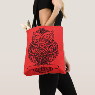 Eule (rot) - Tote Tasche