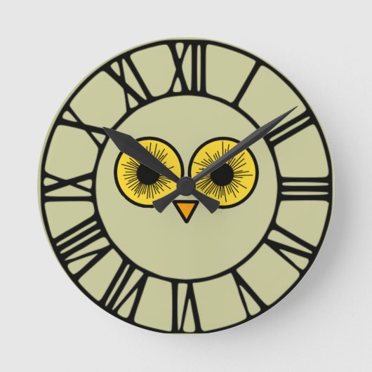 Eule Runde Wanduhr (Vorderseite)