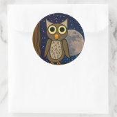 Eule Runder Aufkleber (Tasche)