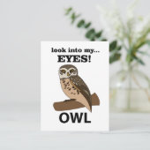 Eule schaut in meine Augen Postkarte (Stehend Vorderseite)