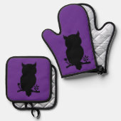 Eule - Scherenschnitt Ofenhandschuh & Topflappen-Set (Vorderseite/Rückseite)