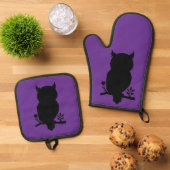 Eule - Scherenschnitt Ofenhandschuh & Topflappen-Set (Oben Unten)