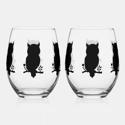 Eule - Scherenschnitt Weinglas Ohne Stiel (Rückseite)