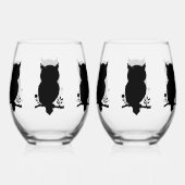 Eule - Scherenschnitt Weinglas Ohne Stiel (Vorderseite)