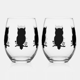 Eule - Scherenschnitt Weinglas Ohne Stiel
