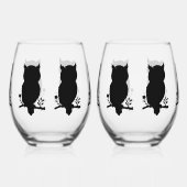 Eule - Scherenschnitt Weinglas Ohne Stiel (Links)