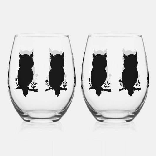 Eule - Scherenschnitt Weinglas Ohne Stiel (Rechts)