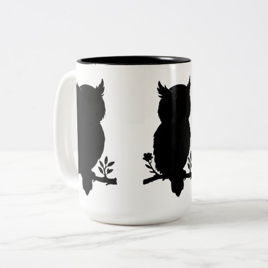 Eule - Scherenschnitt Zweifarbige Tasse (Vorderseite Links)