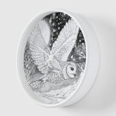 Eule, Schnee-Eule im Flug Sternenhimmel Uhr (Winkel)