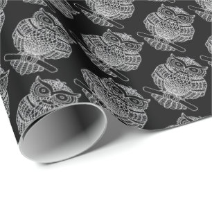 Eule (schwarz) - Geschenkpapier