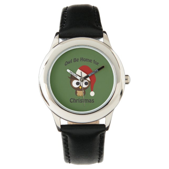 Eule sei zu Weihnachten Zuhause! Armbanduhr (Vorderseite)