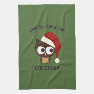 Eule sei zu Weihnachten Zuhause! Geschirrtuch