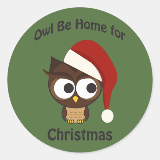 Eule sei zu Weihnachten Zuhause! Runder Aufkleber (Vorderseite)