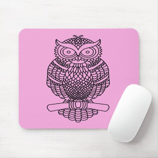 Eule (Single pink) - Mauspad (Mit Mouse)