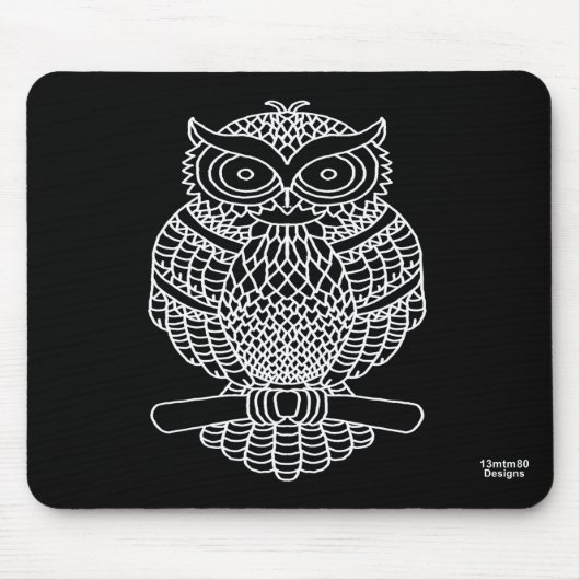 Eule (Single schwarz) - Maus-Pad Mousepad (Vorne)