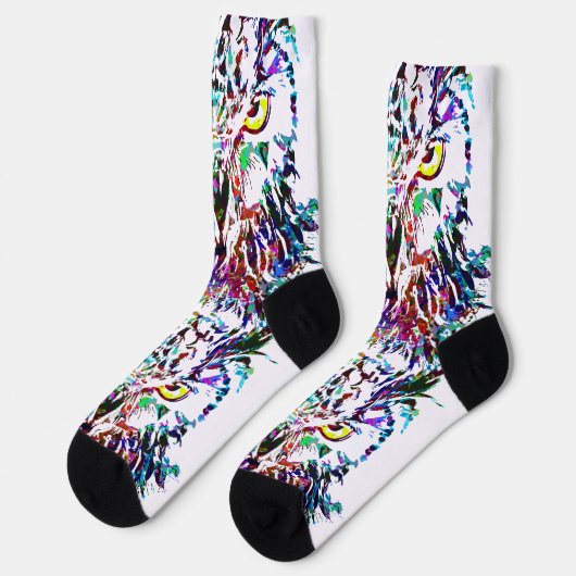 Eule Socken | Farbige Eule-Socken (Linkes Detail)