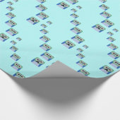 Eule Stack - Türkisblau Geschenkpapier (Ecke)