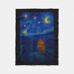 Eule Sternenhimmel Süße Nacht Van Gogh Eule Vogel Fleecedecke