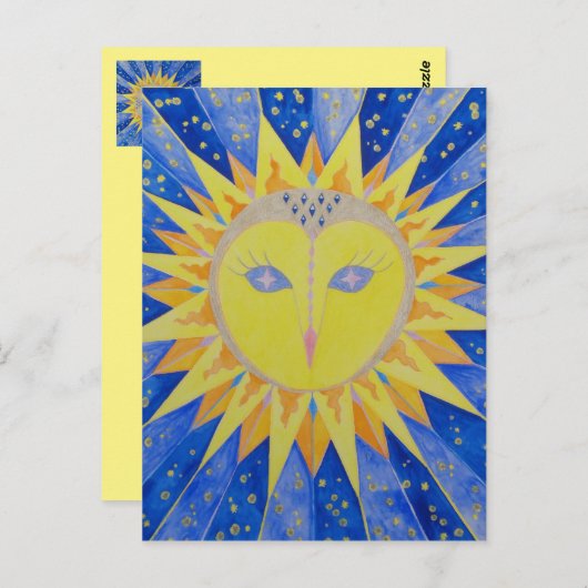 Eule Sun Owl Postkarte (Vorne/Hinten)