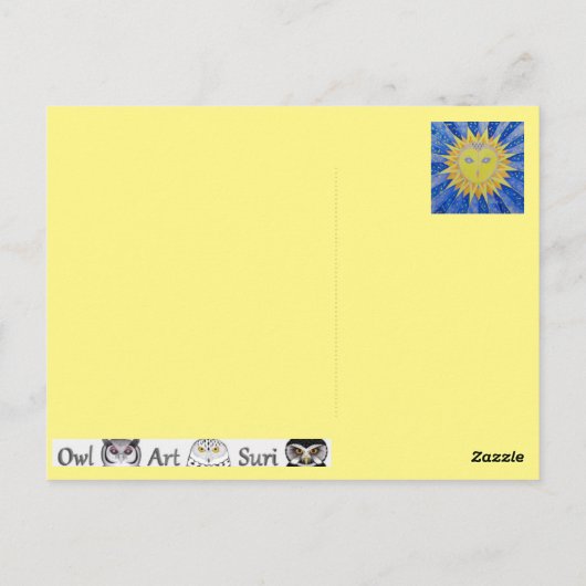Eule Sun Owl Postkarte (Rückseite)