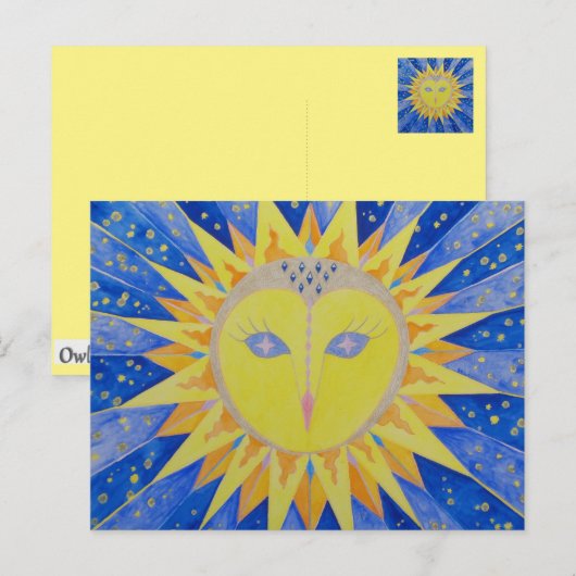 Eule Sunowl Postkarte (Vorne/Hinten)