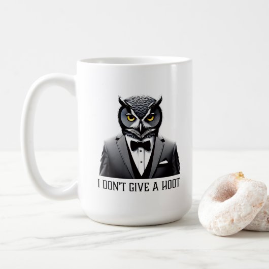 Eule-Tasse - "Ich gebe kein Hoot" Kaffeetasse (Mit Donut)