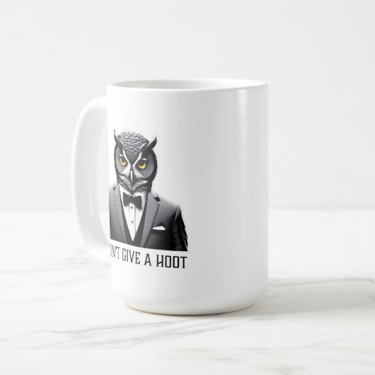 Eule-Tasse - "Ich gebe kein Hoot" Kaffeetasse (Vorderseite Links)