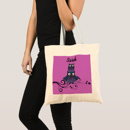 Eule Theme Lila Tote Bag Tragetasche (Vorderseite (Produkt))