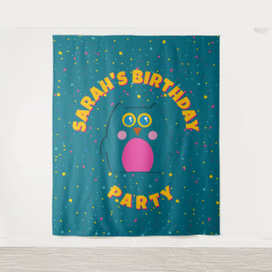 Eule Türkis Lila Geburtstag   Wandteppich