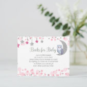Eule über dem Mond Rosa Babyduschbücher Postkarte (Stehend Vorderseite)