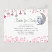 Eule über dem Mond Rosa Babyduschbücher Postkarte (Vorderseite)