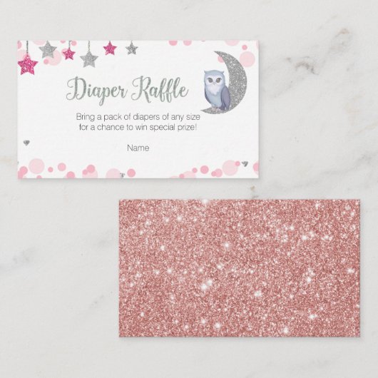 Eule über dem Mond Windeln Umschließkarte Begleitkarte (Vorne/Hinten)