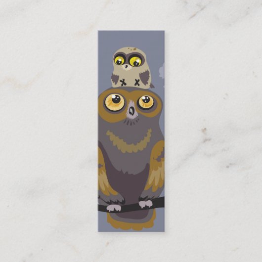 Eule und Baby Owl Lesezeichen Mini Visitenkarte (Vorderseite)