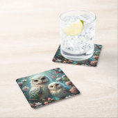 Eule und Baby Rechteckiger Pappuntersetzer (Vor Ort)