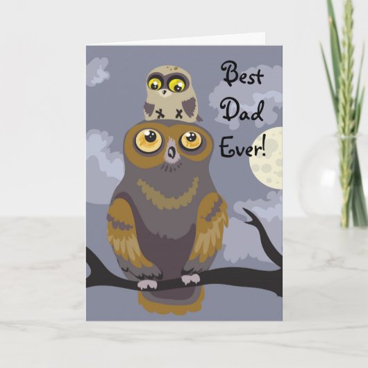 Eule und Baby-Vatertag-Karte Karte (Vorderseite)